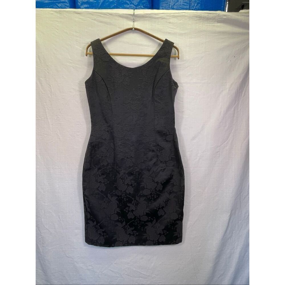 Jessica McClintock Gunne Sax Floral Brocade Sleeveless Mini Dress Black Size 8